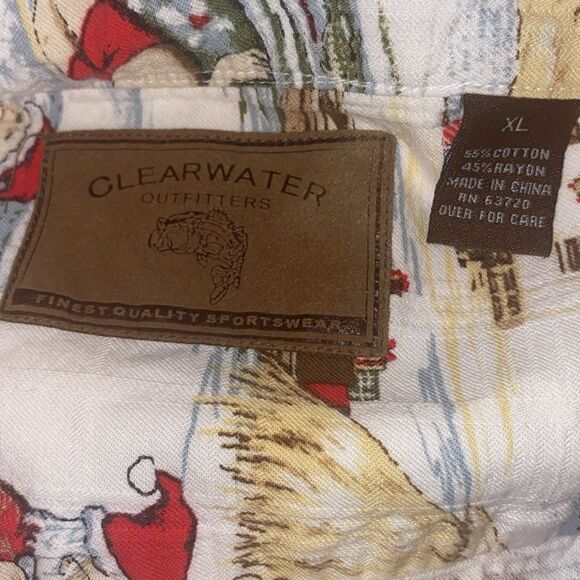 Clearwater Men’s Sz XL Hawaiian Christmas Santa On The Beach Shirt Vintage - Picture 5 of 5